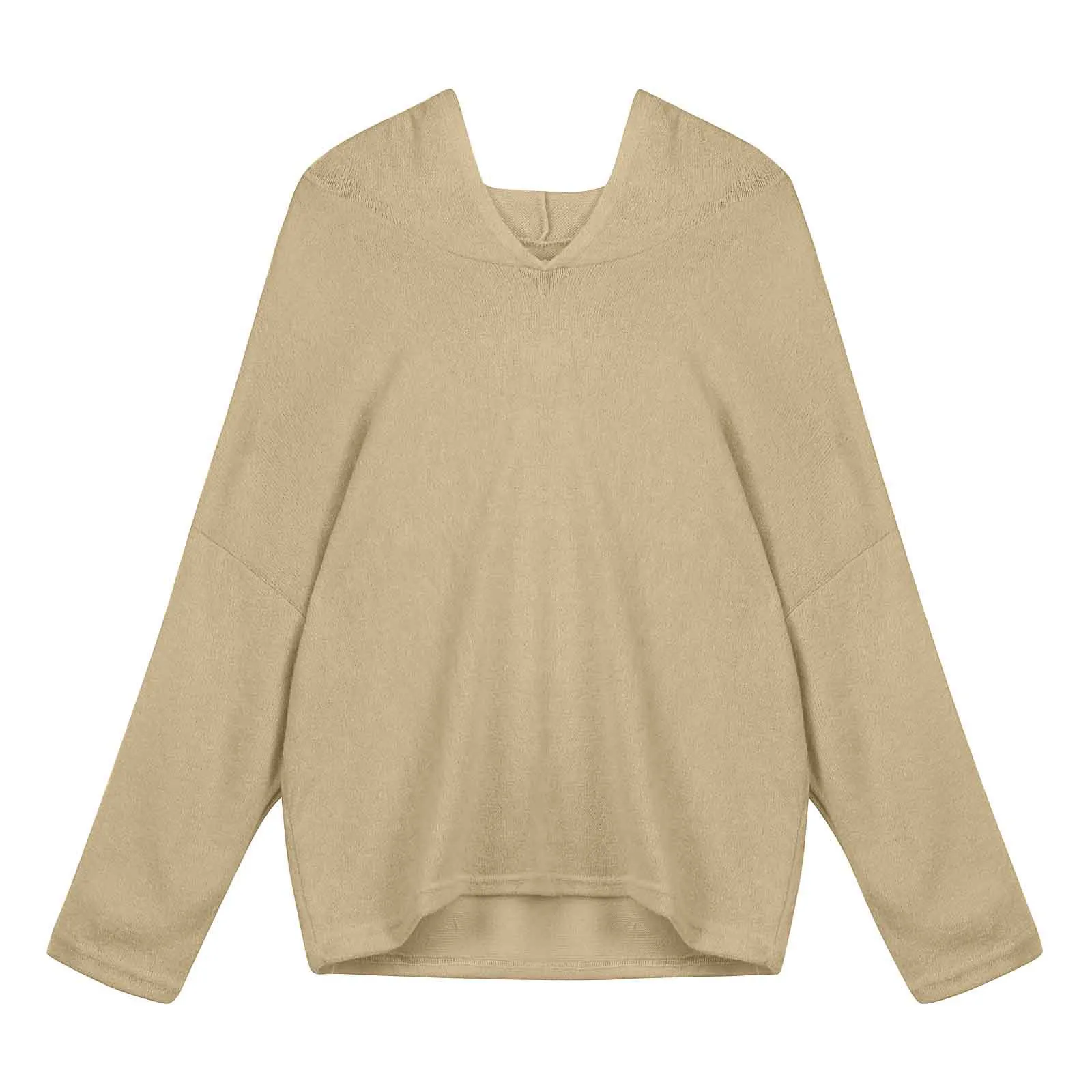 Suéter con capucha de punto para mujer, sudadera informal de invierno, Tops, ropa de calle para mujer, Blusas de manga larga