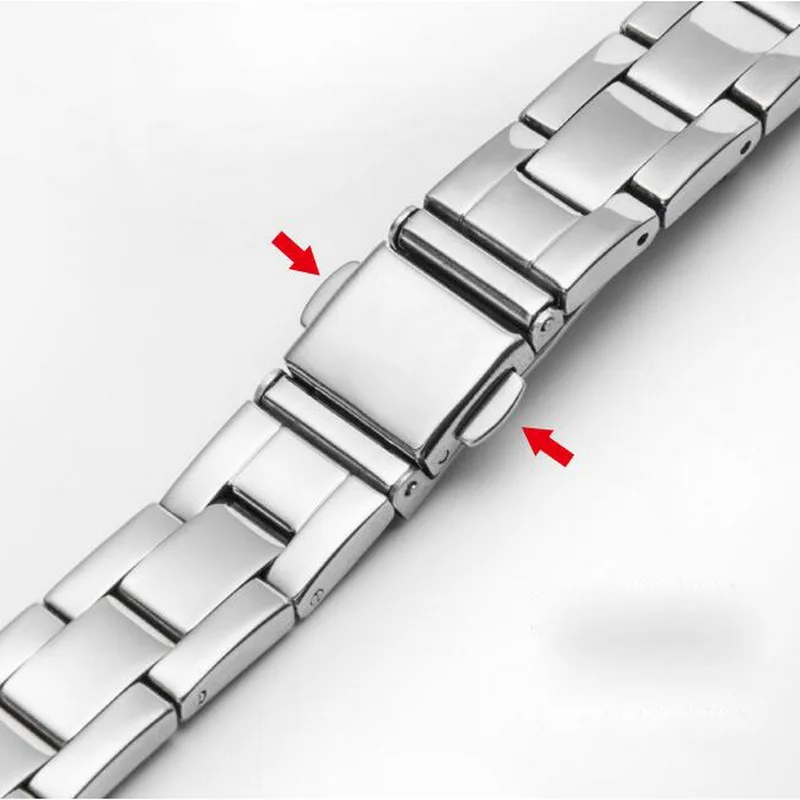 10mm 12mm 14mm 16mm 18mm Stainless Steel Watch Band Strap Bracelet Watchband Butterfly Clasps Silver Buckle For Women Men