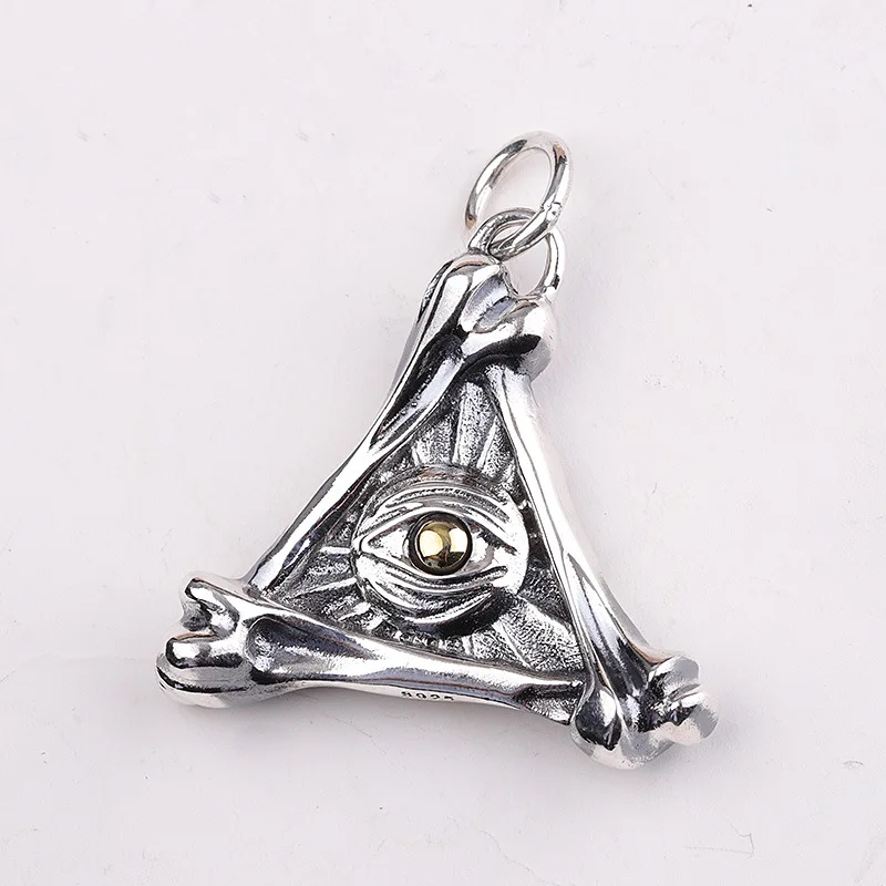 Real S925 Silver Jewelry Personality Hip Hop Men's Demon Eye Pendant