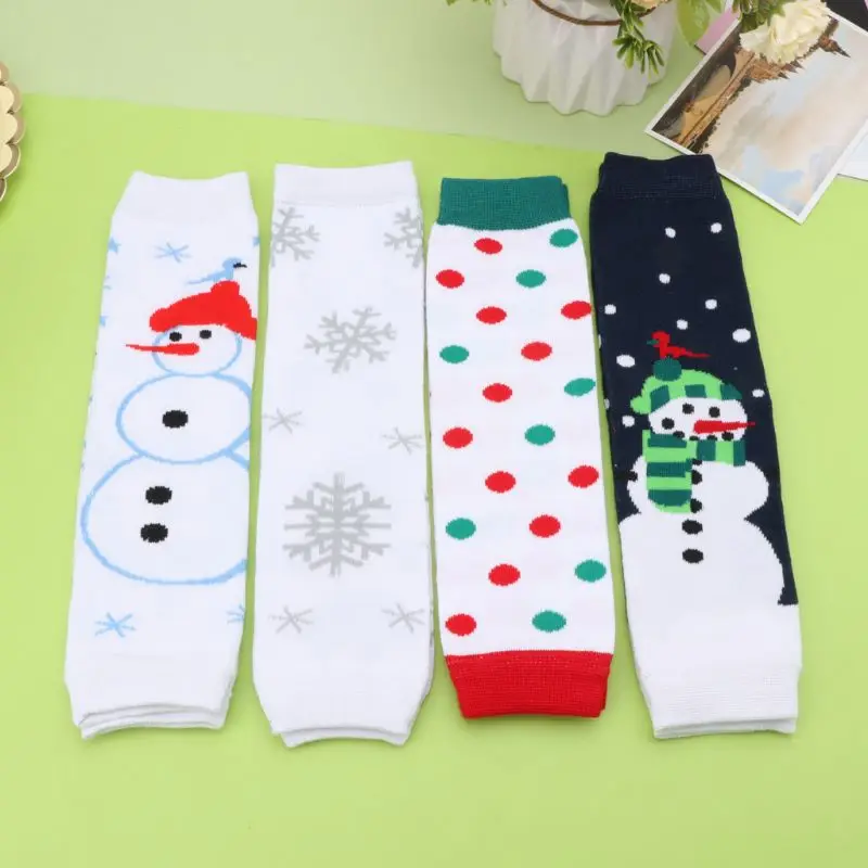 Christmas Baby Leg Warmers Girl Knee High Winter Knitted Leggings Toddler Boy Cotton Crawling Socks Newborn Stripe Kneecap Sock