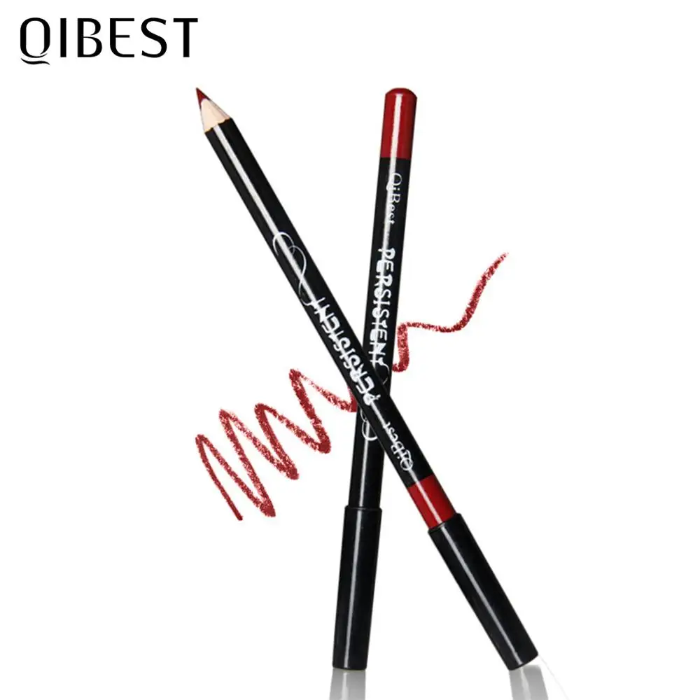 QIBEST 12 ألوان الشفاه بطانة ماكياج الشفاه طويلة الأمد ماتي Lipliner قلم رصاص مقاوم للماء ترطيب أحمر الشفاه كونتور مستحضرات التجميل TSLM2