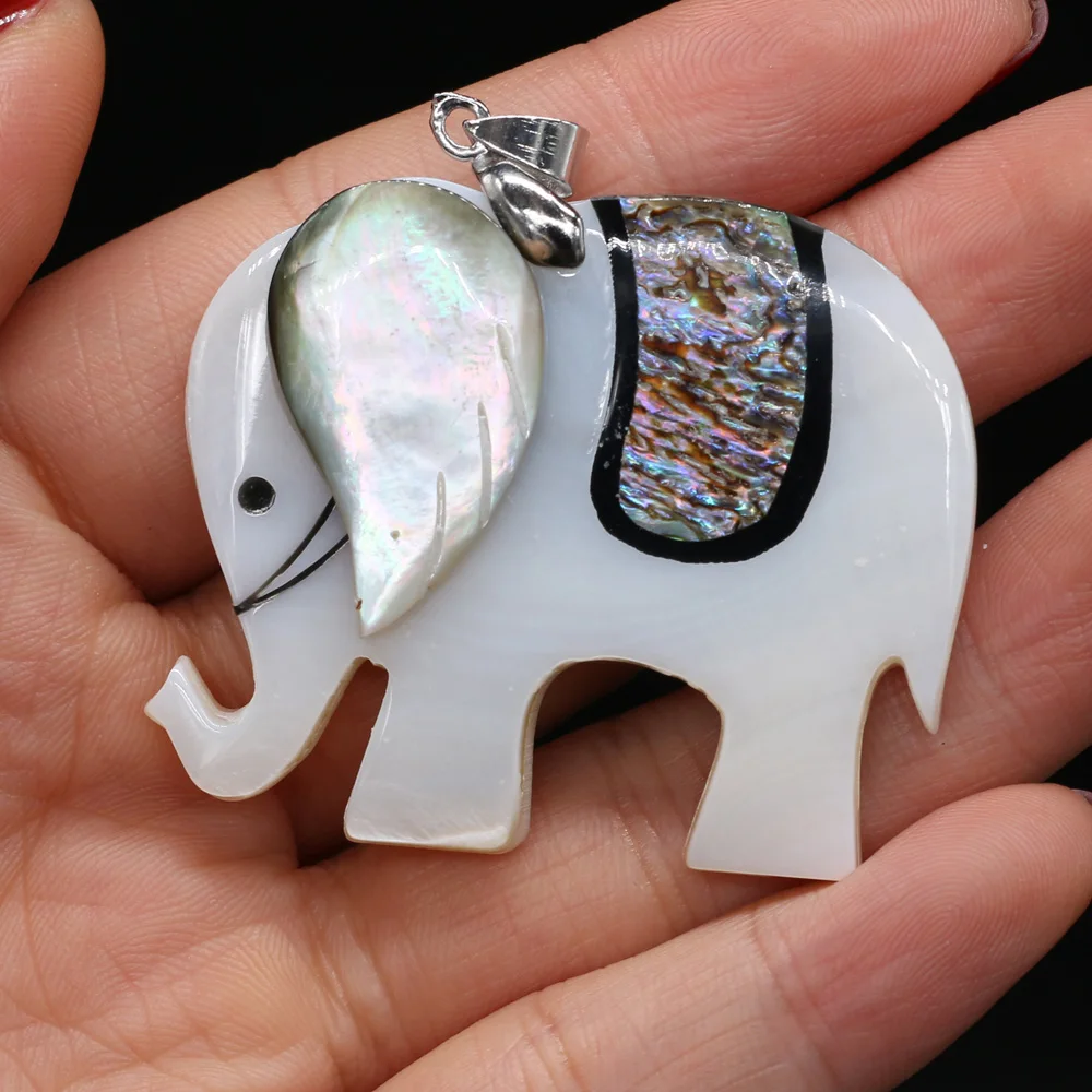 1PC Natural White Mother of Pearl Shell Pendant Lucky Elephant Seashells Charms for DIY Necklace Making Jewelry Findings Gift