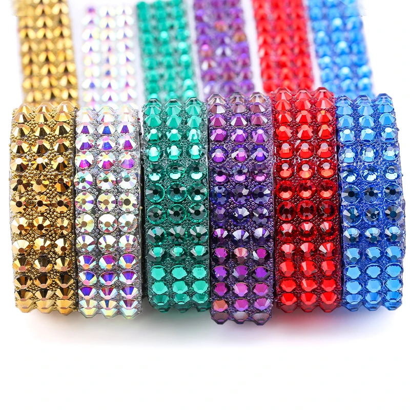 15mm 1Yard Strass Trim Hotfix Crystals Tape Applicator Ribbon With Rhinestones Iron On Appliques DIY Decor Gift Jewelry Clothes