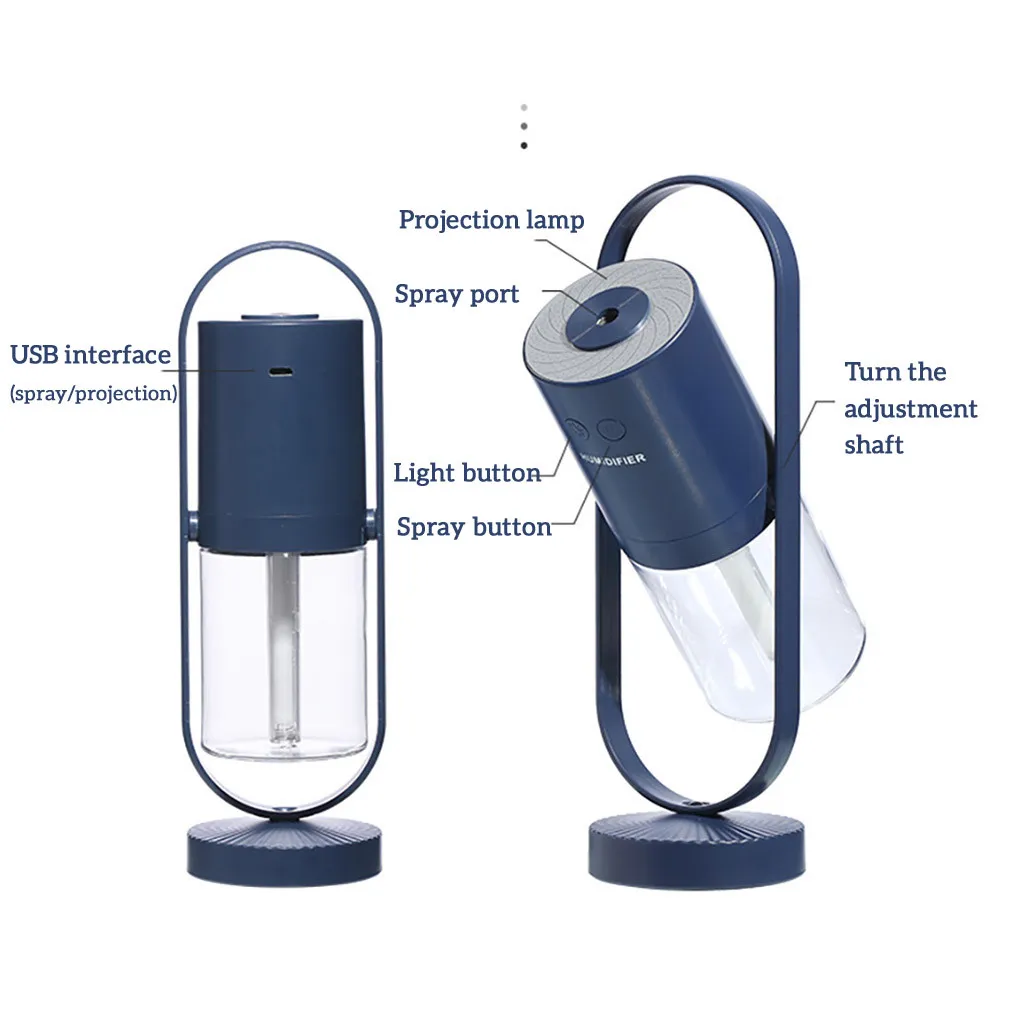 Tragbare Mini Luftbefeuchter 200ml Kühlen Nebel 360 Grad Rotierenden Desktop Zerstäuber Feuchtigkeitsspendende Gerät LED Nacht Licht Luftbefeuchter