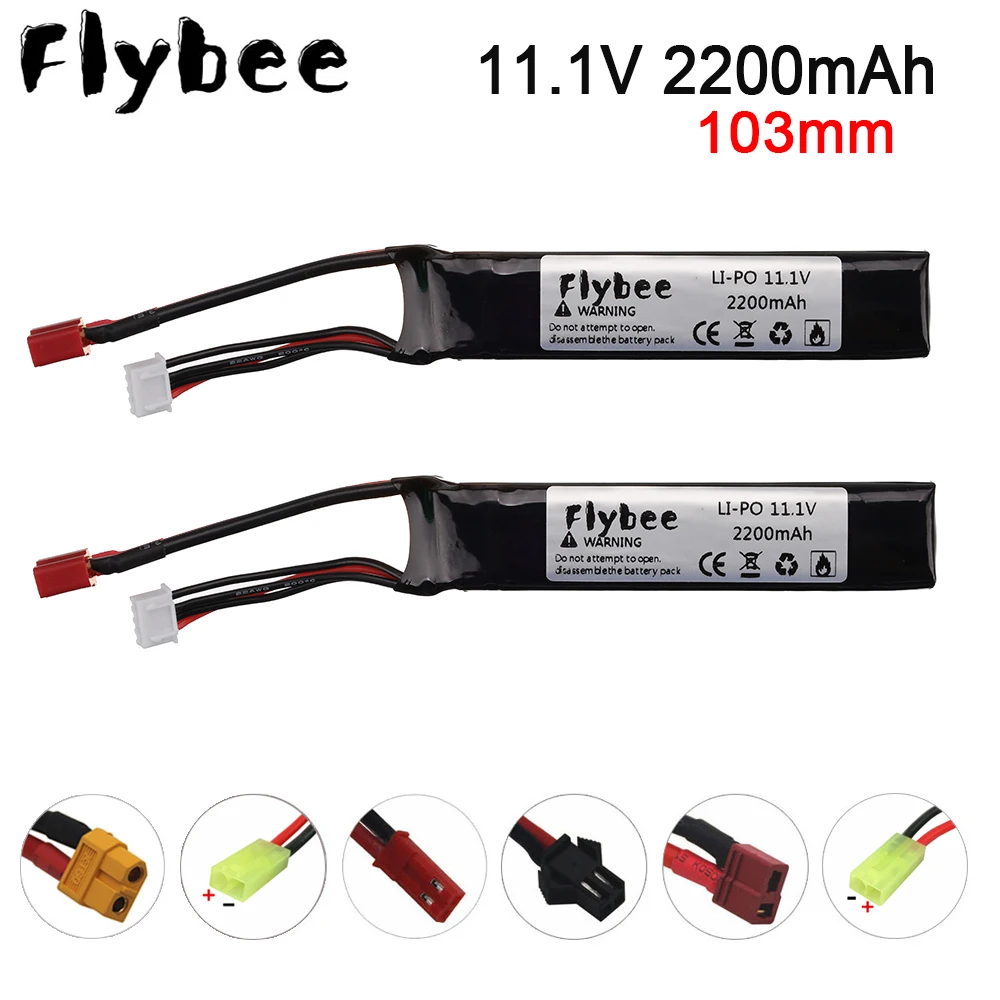 

103 мм 3S водяной пистолет Lipo аккумулятор 11,1 В 2200 мАч с разъемом T/ Tamiya для Mini Airsoft BB Air пистолета электрические игрушки пистолет RC Запчасти 2 шт.