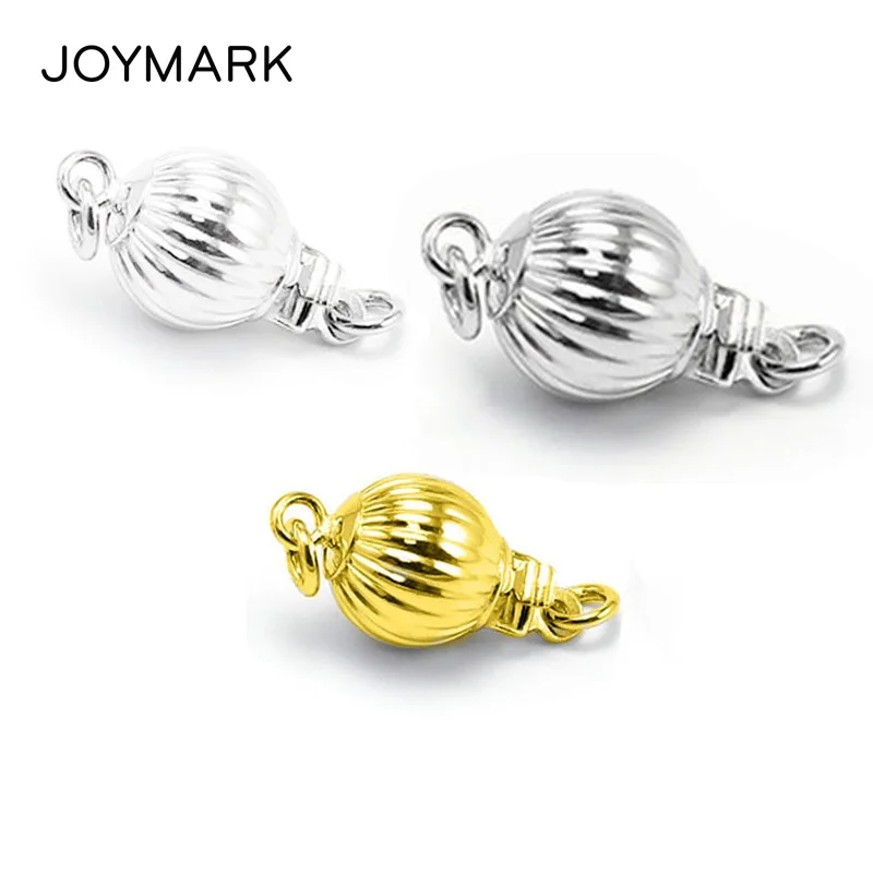 

JOYMARK 6mm 8mm Silver Box Clasps Sterling Silver Jewelry Accessories Round Box Clasps For DIY Pearl Necklace Bracelet SC-BC257