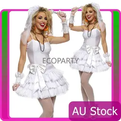 532 ladies 1980s Madonna Virgin Bride 80s Clothing Fancy Dress Hens Party Costume Outfit disfraz de halloween para mujer