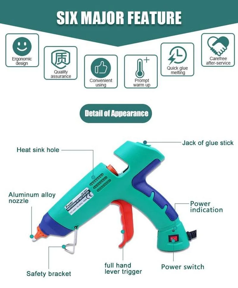 Pro`skit GK-389B 100W Hot Melt Glue Gun 110-220V Available PTC Heating Elements Large Flow Rapid Preheating For Home GK-390H