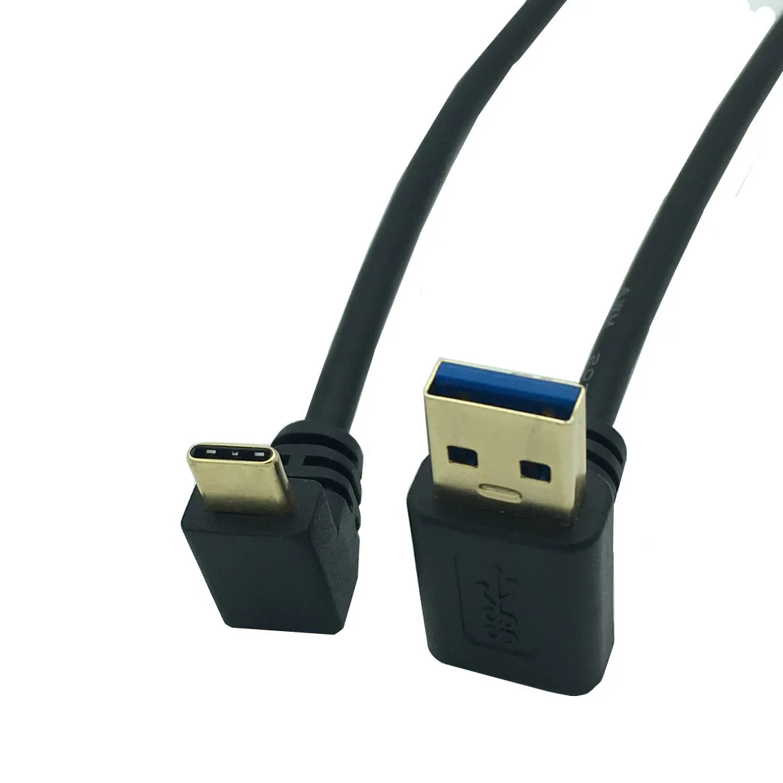 Gold Plated 90 degree Right Angle USB 3.0 Type-A Male to USB3.1 Type-C Male Up/Down Angle USB Data Sync & Charge Cable Connector