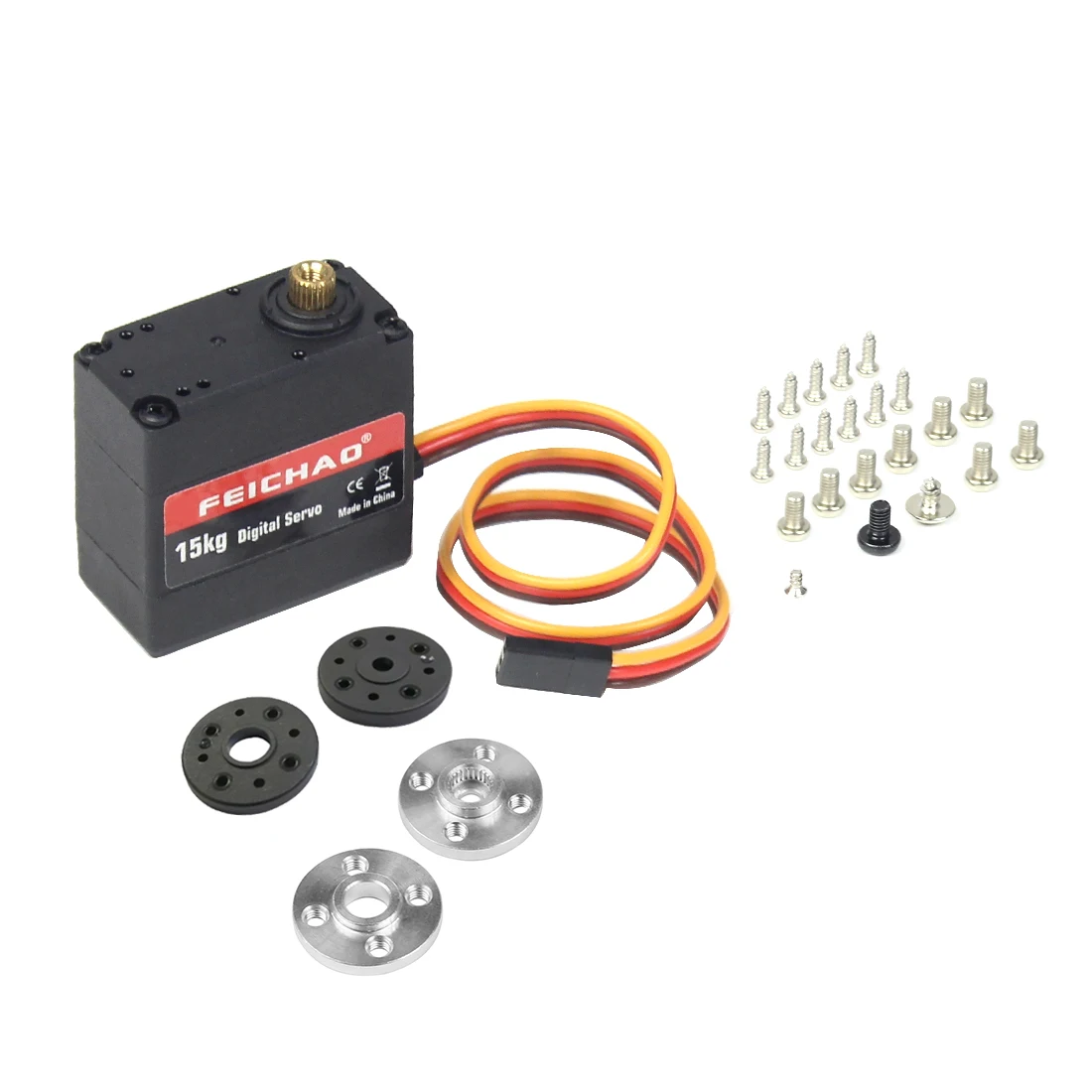 FEICHAO 로봇 서보 듀얼 액슬 메탈 기어 디지털 서보 모터, DIY 우수한 서보, 15KG, 180 270/360 도, 6.0-7.4V