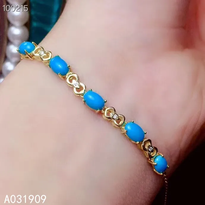 

KJJEAXCMY boutique jewelry 925 sterling silver inlaid Natural turquoise ladies bracelet support detection luxurious fashion