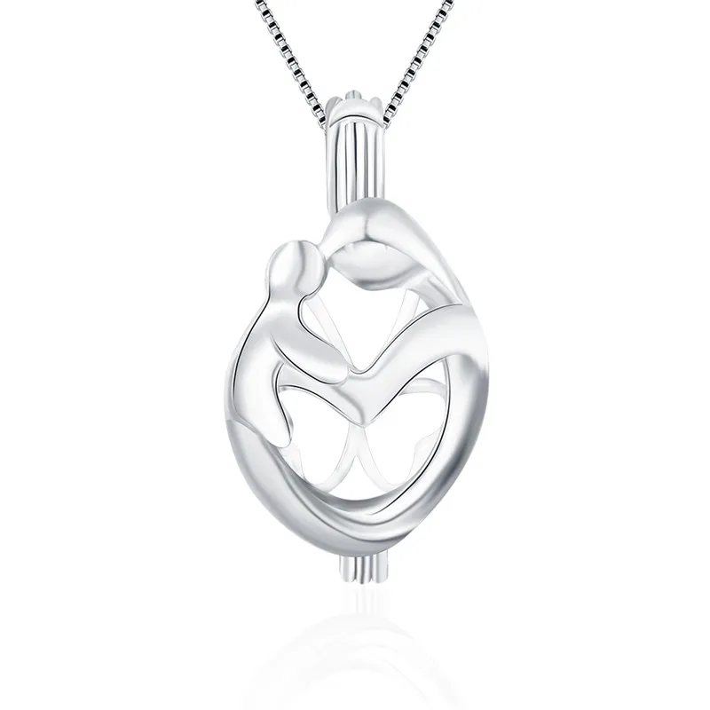 CLUCI 925 Sterling Silver Cage Pendant Pearl Locket Necklace Gift for Mother Love Charms Pendant Silver 925 Pearl Locket SC207SB