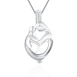 CLUCI 925 Sterling Silver Cage Pendant Pearl Locket Necklace Gift for Mother Love Charms Pendant Silver 925 Pearl Locket SC207SB