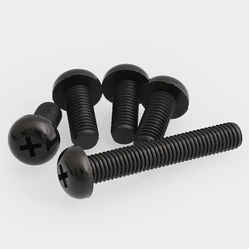 Tornillos de cabeza redonda Phillips, cabeza redonda de plástico de nailon negro, M2, M2.5, M3, M4, M5, M8, M2, M2.5x, 4, 5, 6, 8, 10, 12, 15mm