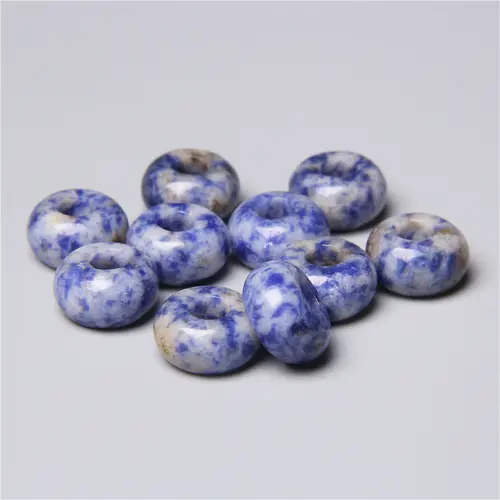10pcs/Lot 8x14mm 5mm Big Hole Natural Round Jades Jaspe Stone Crystal Spacer Beads Charm Pendant For Jewelry Making Accessories - Image 14