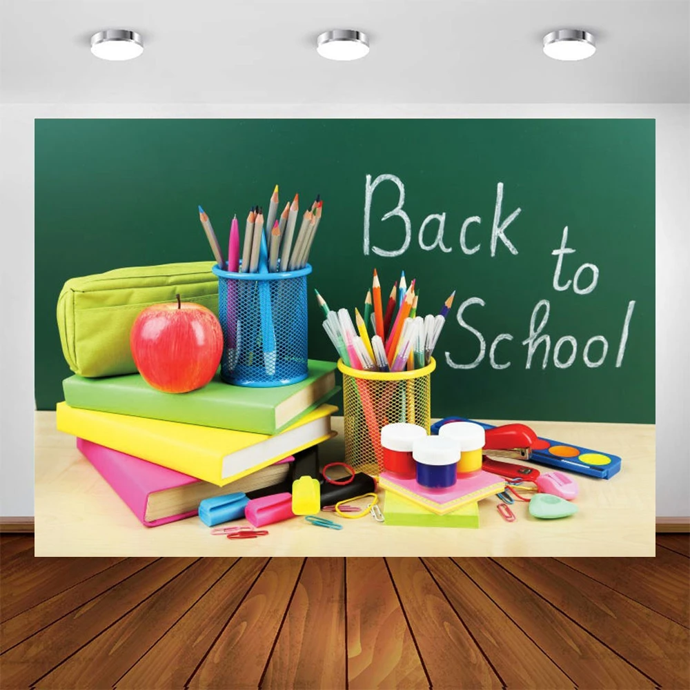 Yeele Children Back to School Backdrop Student Party Pen Holder Books Background Blackboard Photography Photo Studio Photophone