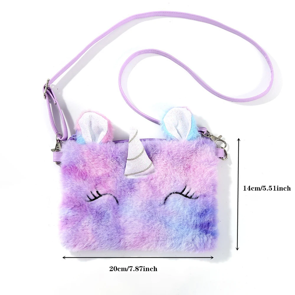 Kinder Einhorn Geldbörse Nette Plüsch Brieftasche Mädchen Kupplung Gestickte Tasche Schlüssel Kopfhörer Organizer Kinder Brieftasche Geschenk