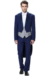 New Fashion Tuxedo Men's Three Piece New Wedding suit Tailcoat & Tuxedo Jackets Vest Pants Suits Costume Homme Long Terno