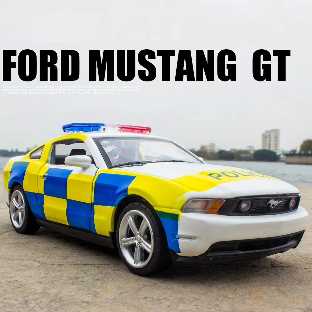 Christmas Gifts Simulation Diecasts & Toy Vehicles Caipo Car Styling Ford Mustang GT Police Car 1:32 Alloy Car Model Kids Toys