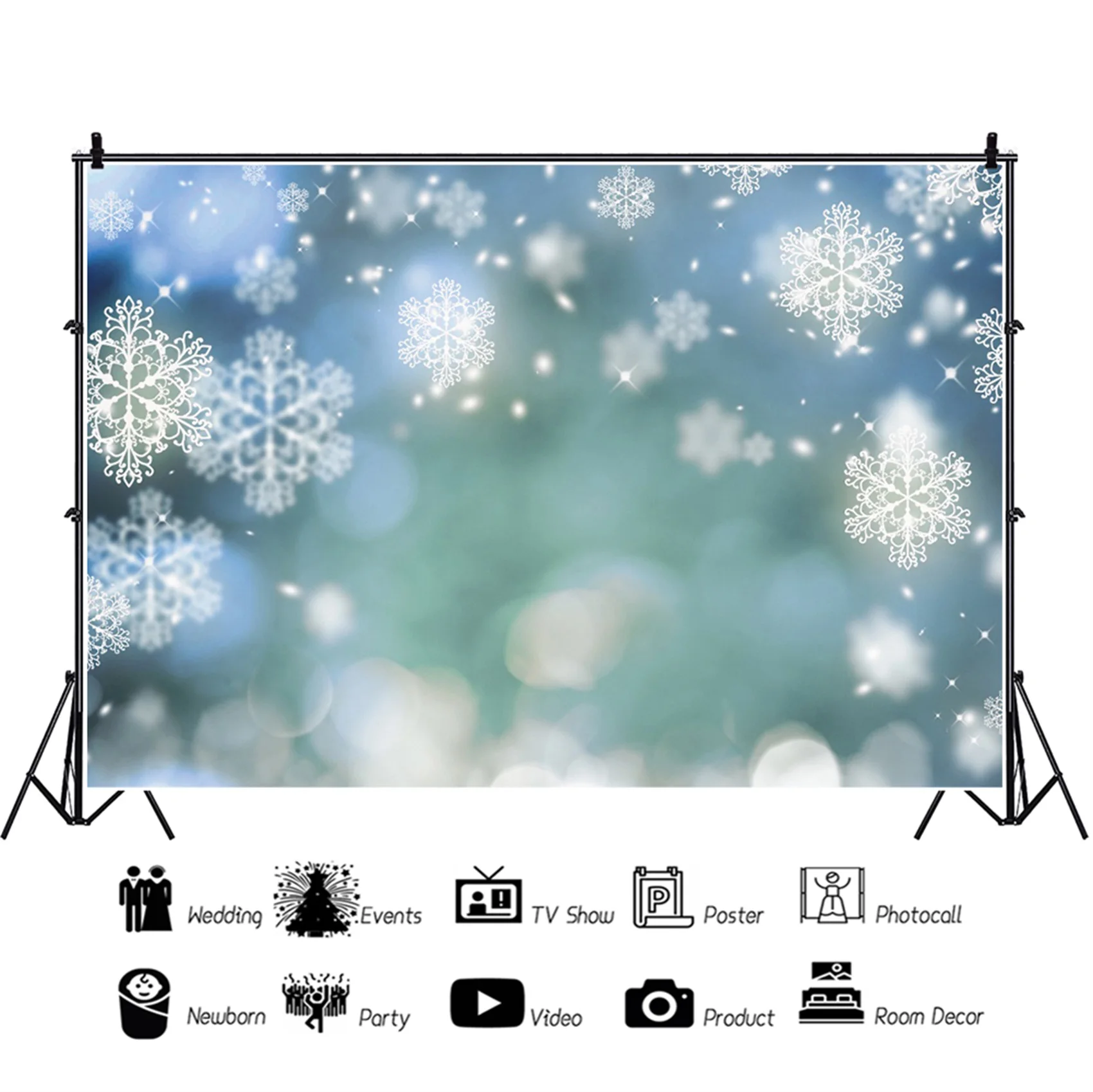 Laeacco inverno floco de neve luz bokeh pano de fundo para fotografia brilhante estrela natal criança retrato foto fundo estúdio