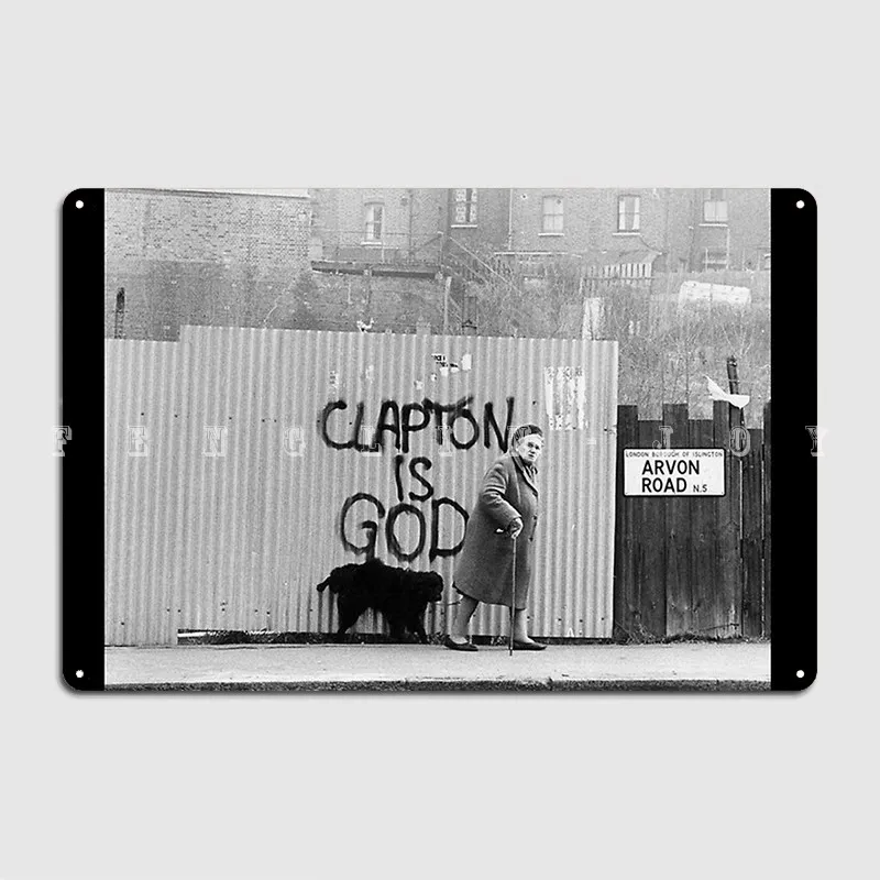 Clapton Is God Metal Sign Retro Cinema Garage Mural Painting Home Tin Sign Posters