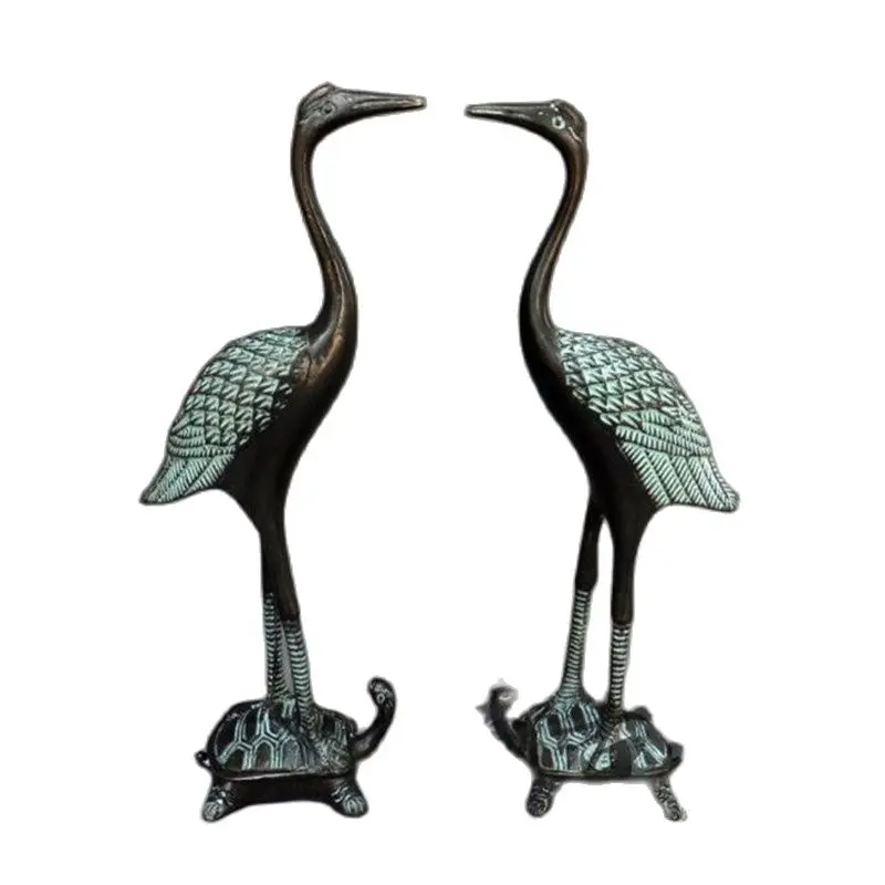 Chinese Bronze Crane Crane Top Decoration Craft Ornaments Set Foot Turtle