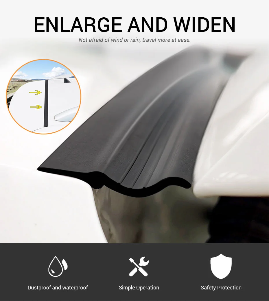 1m Car Rubber Sealing Strip Auto Trunk Lid Gap Seal Strip for Suv Hatchback Upper Edge Automotive Dustproof Sealant Accessories