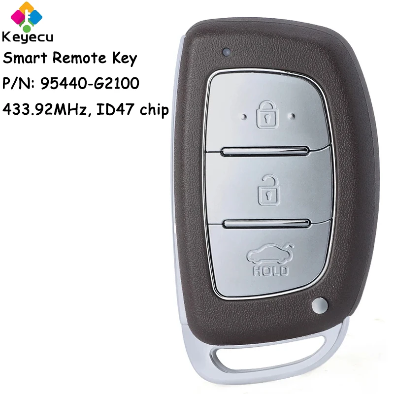 

KEYECU Replacement Smart Remote Control Car Key With 3 Buttons 433MHz ID47 Chip for Hyundai Ioniq 2016 2017 2018 Fob 95440-G2100