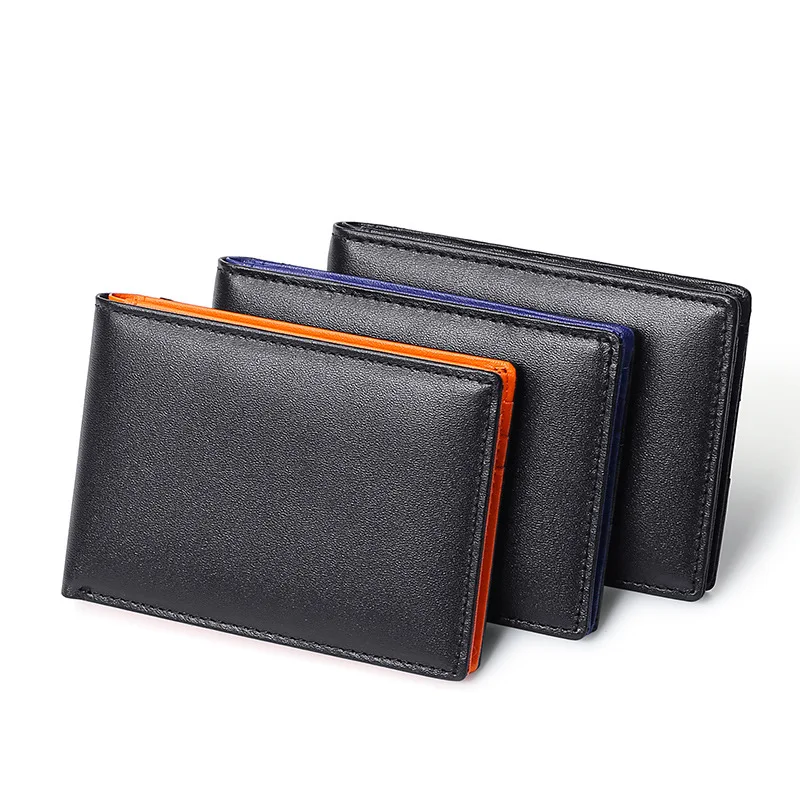 

New Men's Fashion Leather Wallet Anti-RFID Theft Swipe US Dollar Clip Hand Push Card Slot Wallet Christmas Gift