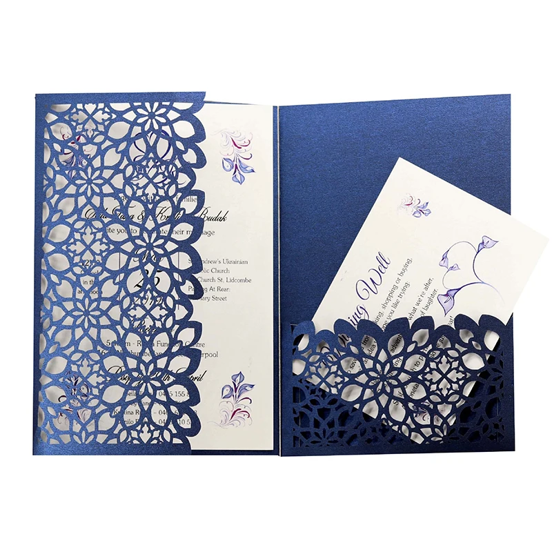 50pcs Elegant Laser Cut Wedding Invitation Card Greeting Card Customized Business With RSVP Cards Birthday Party Decoration