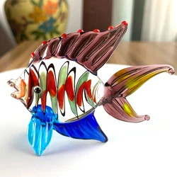 Colorful Crystal Glass Clown Fish Animal Figurines Miniature Hand Blown Fish Sculpture Home Decor Accessories Christmas Gift