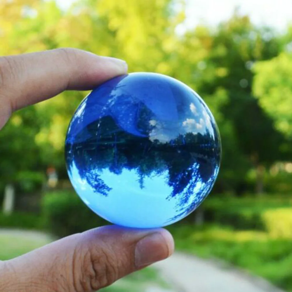 40/50/60mm Blue Crystal Ball Sphere Healing K9 Crystals Photo Props Venue Decor Magic Ball Without Base