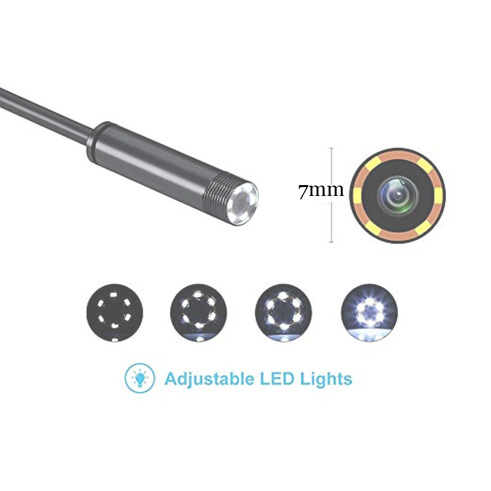 7mm Endoscop Camera Flexible IP67 Wasserdichte Micro USB Inspektion Endoscop Kamera für Android PC Notebook 6LED Einstellbare