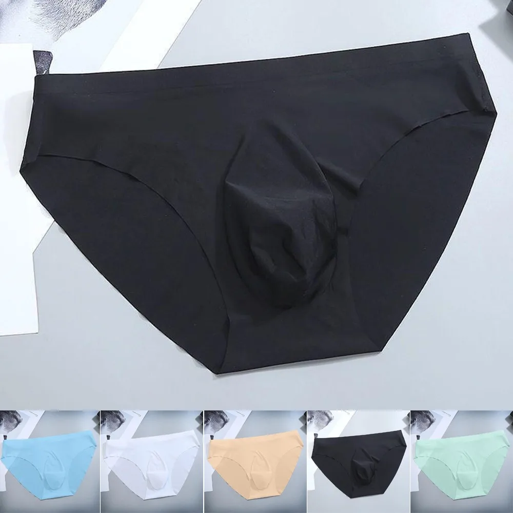 Men Underwear Briefs Mid Waist One Piece Semi-Transparent Bottom Shorts Breathable Basic Sexy Soft Pants Men\'s Panties