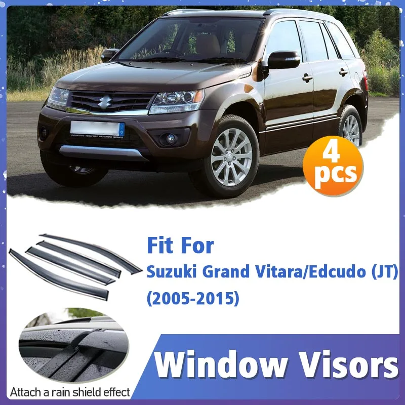 

Window Visor Guard for Suzuki Grand Vitara / Edcudo JT 2005-2015 Vent Cover Trim Awnings Shelters Protection Sun Rain Deflector