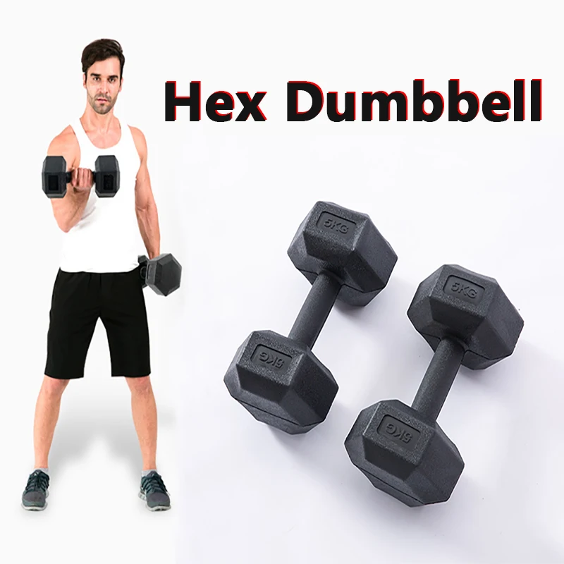 Hex Dumbbell Weights Hexagonal Rubber Chromed Fixed Non-slip  Fitness Equipment Home Gym Arm Muscle Biceps Triceps Workout Tools