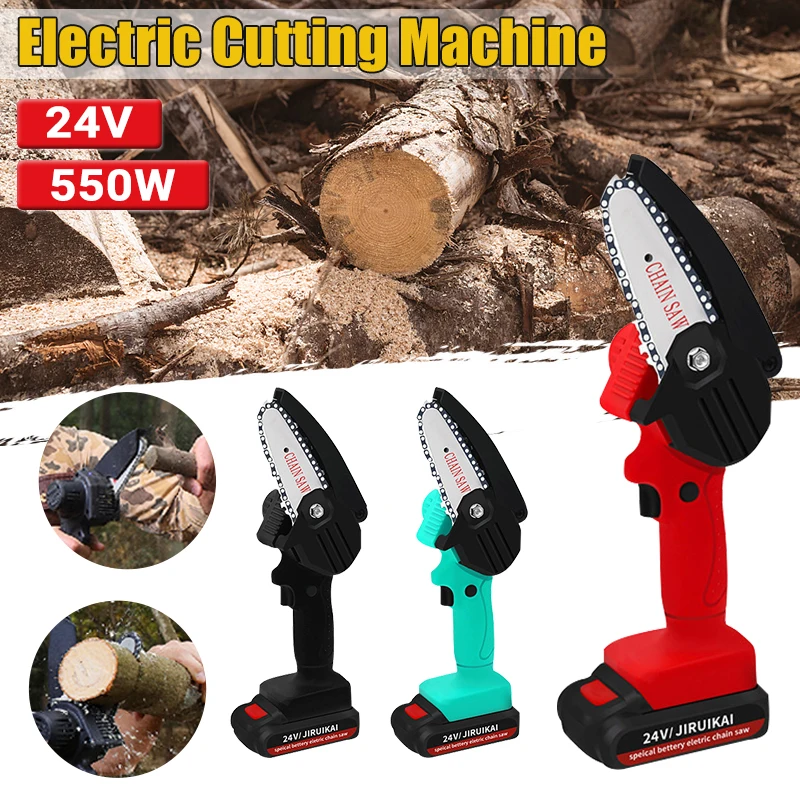 

24V 550W Electric Chain Saw Lithium Battery Mini Pruning One-handed Garden Tool With Chain Saws Rechargeable Woodworking Tool