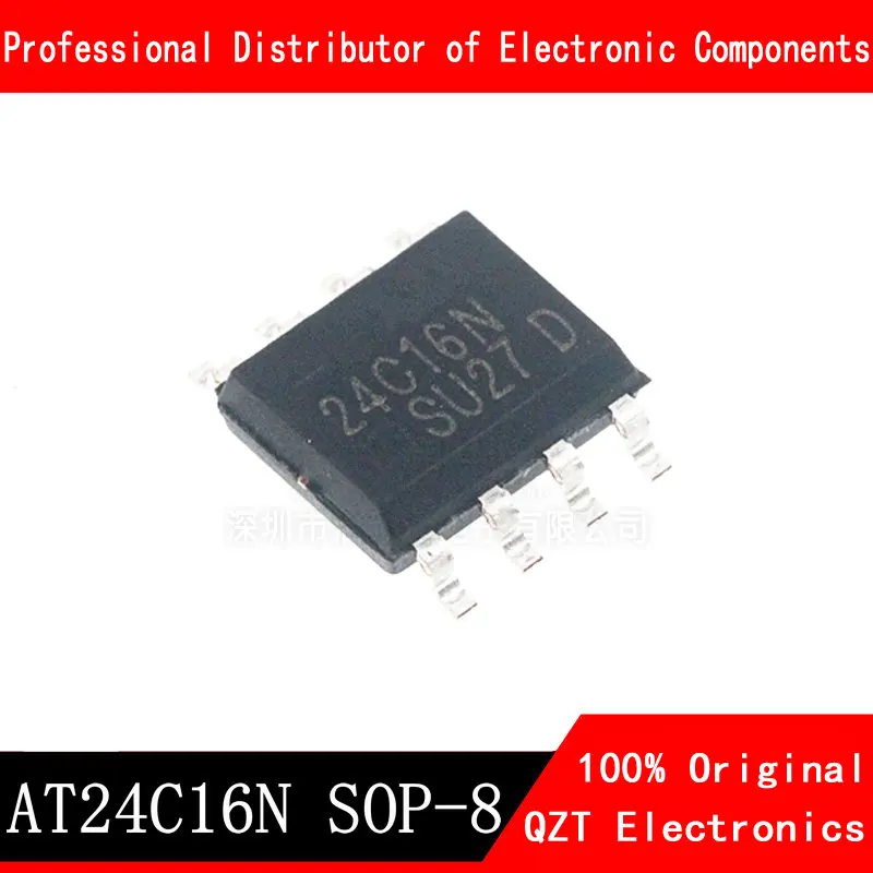 EEPROM 16k 2-와이어 버스 SMD, AT24C16N 24C16N 24C16 AT24N16 SOP-8, 10 개