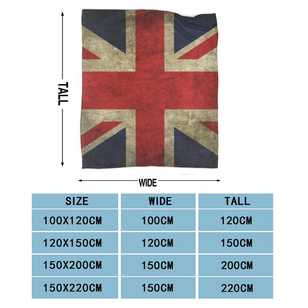 Soft Blankets for Adults kids Vintage UK British Flag Sherpa Flannel Travel Blankets Wearable Throw Large Blanket for Sofa Couch