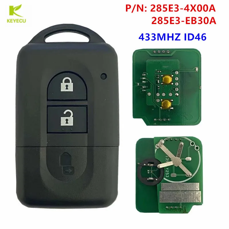 KEYECU Replacement Keyless Remote key 2Button 433MHz PCF7936 Chip for Nissan X-trail Qashqai Pathfinder 285E34X00A / 285E3EB30A