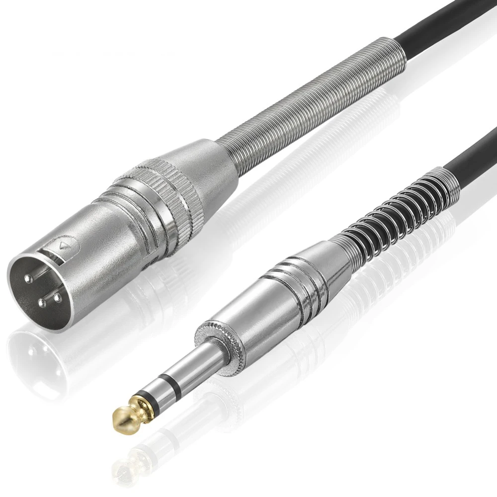 Bochara 30cm 6.5mm Stereo Jack Male to XLR Male Converter Audio Cable Shielded For Microphone Mixer