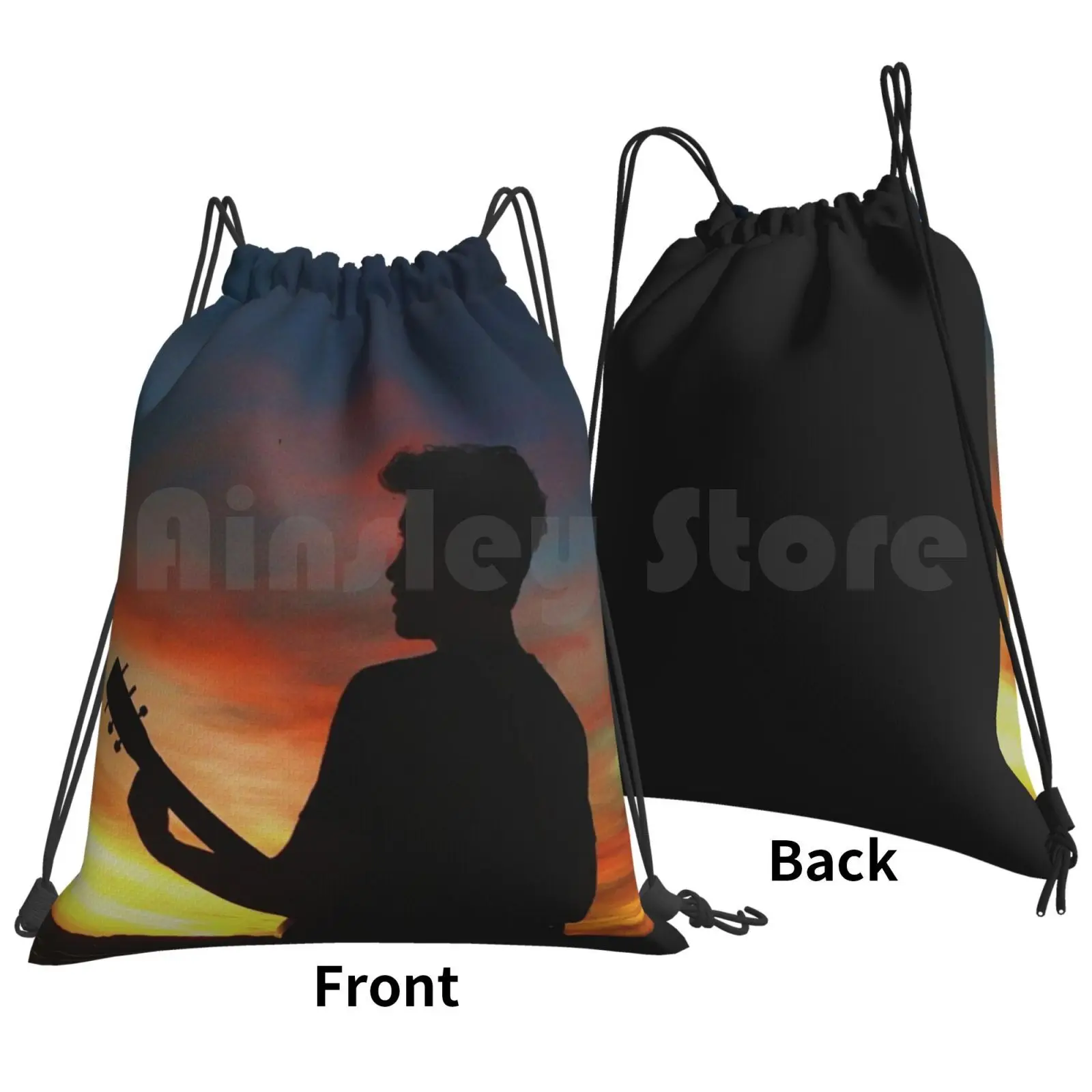 Sunset Shawn Backpack Drawstring Bags Gym Bag Waterproof Sunset Shawn Mendes Artist Musican Famous Beautiful Canadian