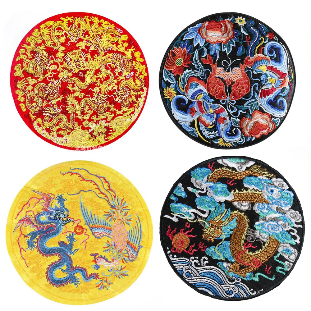 Chinese Style Dragon Embroidered Iron On Patches Accessories New Arrival Popular Clothing Cartoon badges Applique sticker