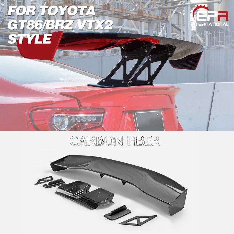 For GT86 BRZ VTX2 Style Carbon Fiber Rear GT Spoiler (Center Mount) 1600MM Glossy Finish Trunk Splitter Wing Fibre Racing Kit