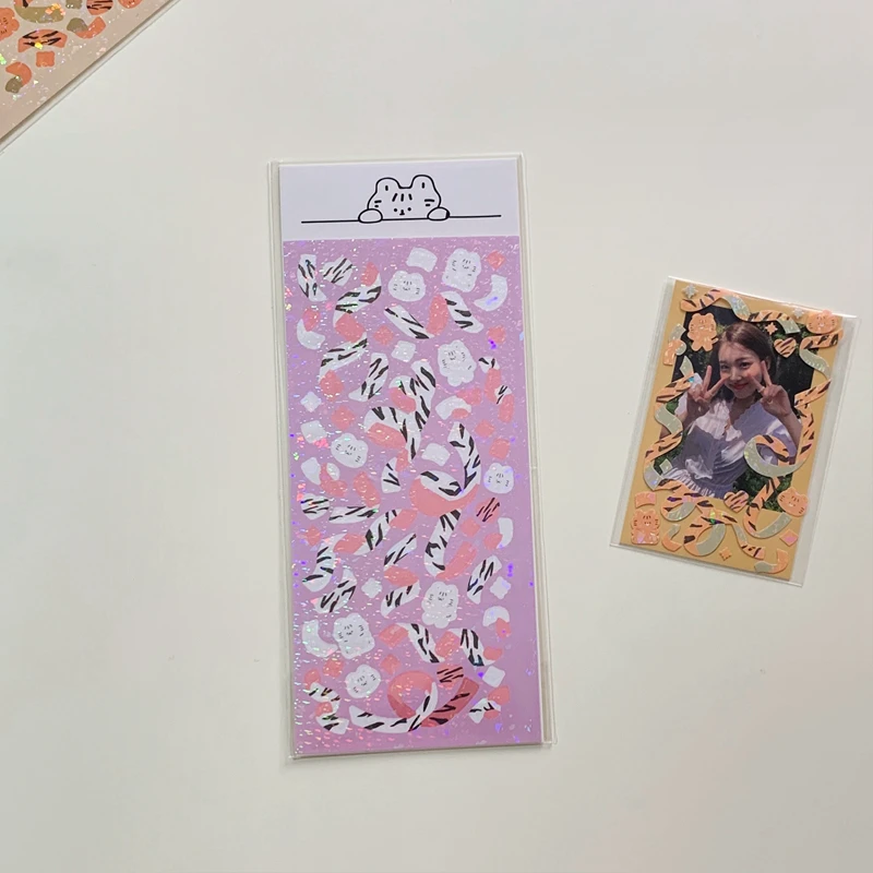 Kawaii Cat Ribbon Laser Stickers Decorative Hand Account DIY Diary Scrapbooking Album Collage Korean Cute Stationery Sticker