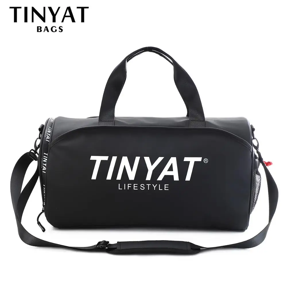 TINYAT Large Capacity Men Travel Bag PU Duffel Bag Gym Bag Waterproof Seperate Shoes Bag Weekend Bags for Male T3001