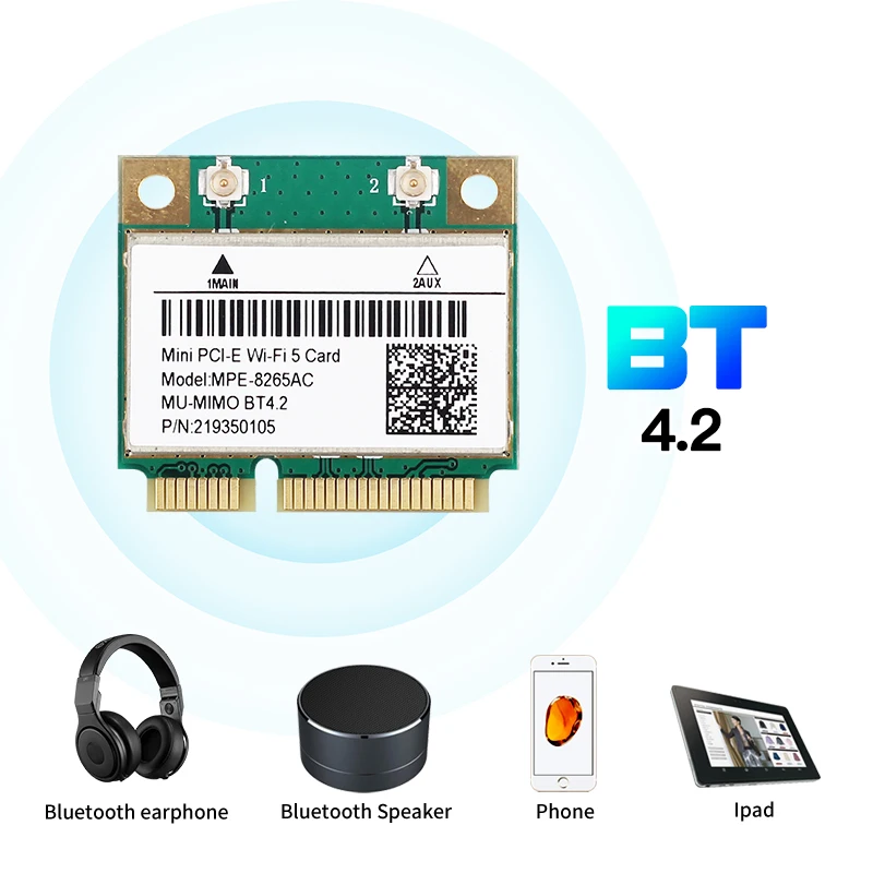 Carte MINI PCI-E wi-fi 802.11AC, 2.4/5Ghz, 4.2 mb/s, double bande, sans fil, compatible Bluetooth 1200, Windows 7/MC-AC7265, pour ordinateur portable