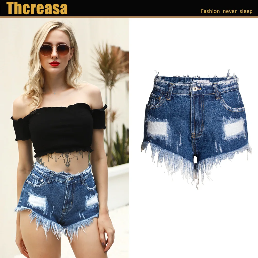 

Hot Spring Summer Women Fashion Jeans Short Loose Wide-brimmed Denim Shorts