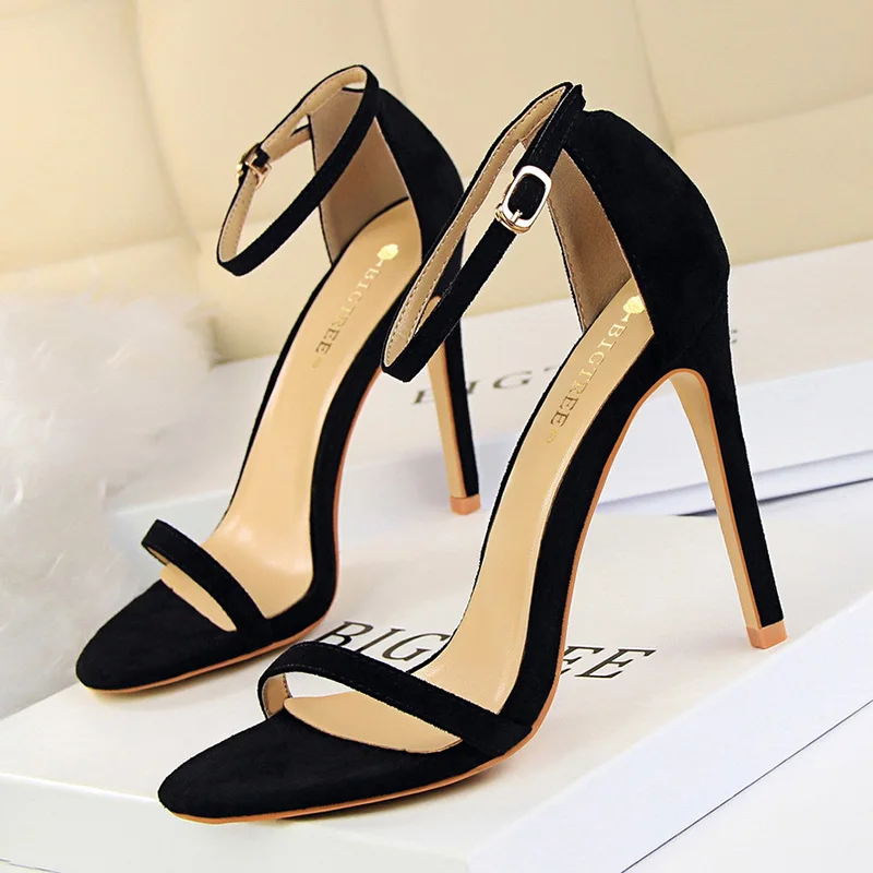 BIGTREE Shoes Super High Heels Suede Women Heels Open Toe Woman Pumps Sexy Party Shoes Stiletto Heels Summer Women Sandals 2023