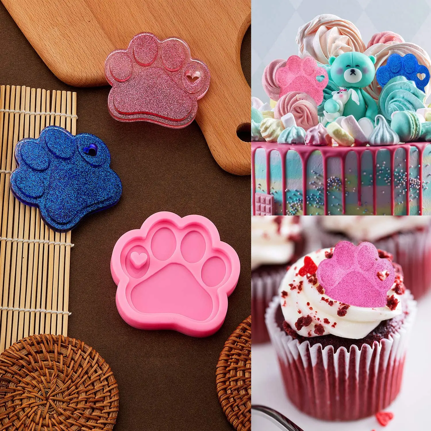 1Set Dog Bone Shaped Silicone Mold Kits Round Keychain Epoxy Resin Mould Dog Tag Pendant Making Epoxy Resin Mold Kits